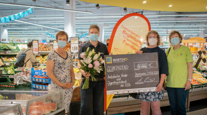 EDEKA Wirth übergibt 10.000 Euro an den Ambulanten Kinder- und Jugendhospizdienst des ASB Hannover