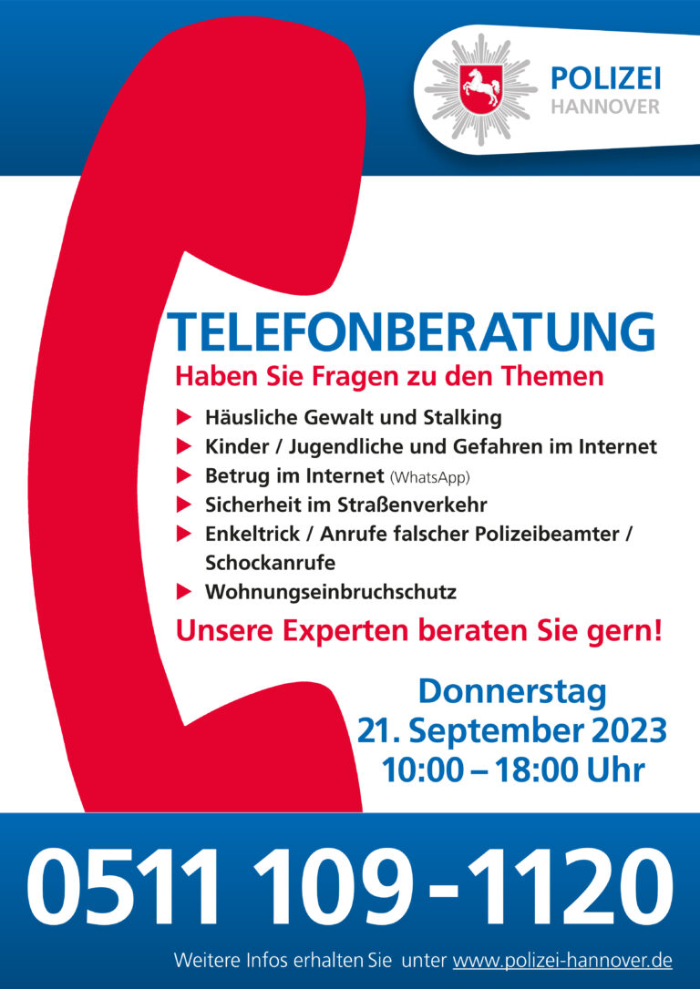 Infotelefon der Polizei Hannover am 21. September 2023