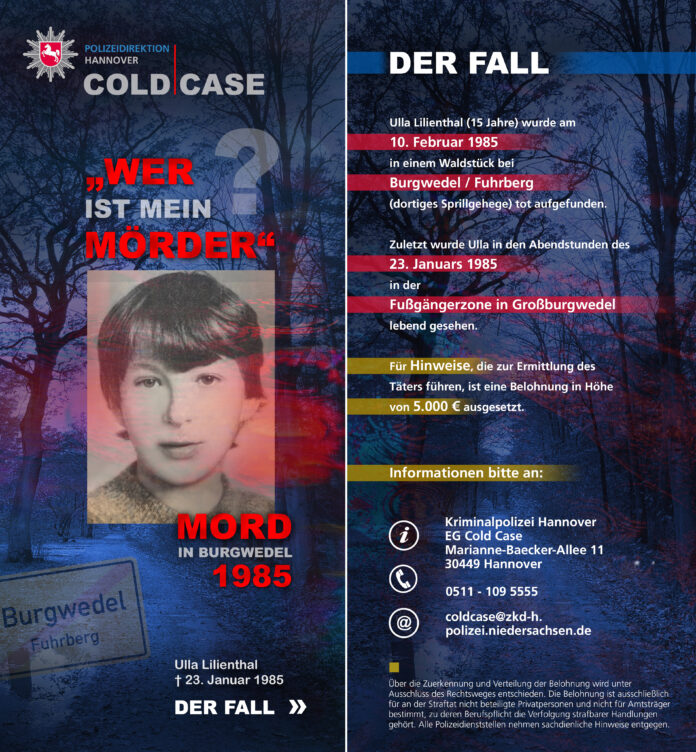 Ungelöster Mordfall Ulla Lilienthal : Polizei erhofft sich neue Hinweise durch Plakate und Flyer sowie die Auslobung einer Belohnung