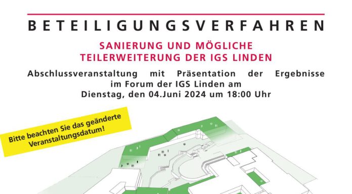 IGS Linden – Abschlussveranstaltung zum Beteiligungsverfahren am 04.06. IGS Linden - Abschlussveranstaltung zum Beteiligungsverfahren am 04.06.