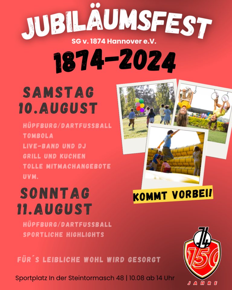 SG 74 feiert 150-jähriges Jubiläum mit buntem Programm im August – „150 Jahre SG74 – mein Verein“