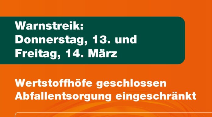 aha informiert: Wertstoffhöfe geschlossen und eingeschränkte Abfallentsorgung während des Warnstreiks (13.03.-15.03.2025)
