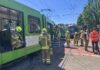 Stadtbahnen stoßen an der Haltestelle Allerweg in Linden-Süd zusammen. Zwölf Menschen wurden verletzt, sieben kamen ins Krankenhaus