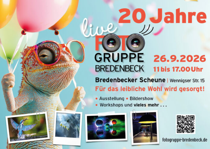 Fotogruppe Bredenbeck feiert Jubiläum am 26.9.2026 Fotogruppe Bredenbeck feiert Jubiläum am 26.9.2026 in der Bredenbecker Scheune in Wennigsen mit Ausstellung, Workshops